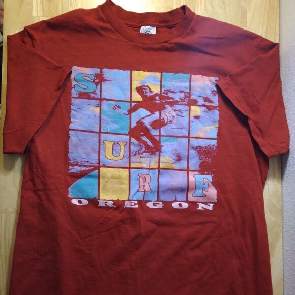 Vintage 90s Surf Oregon Graphic T-Shirt - Picture 1 of 7